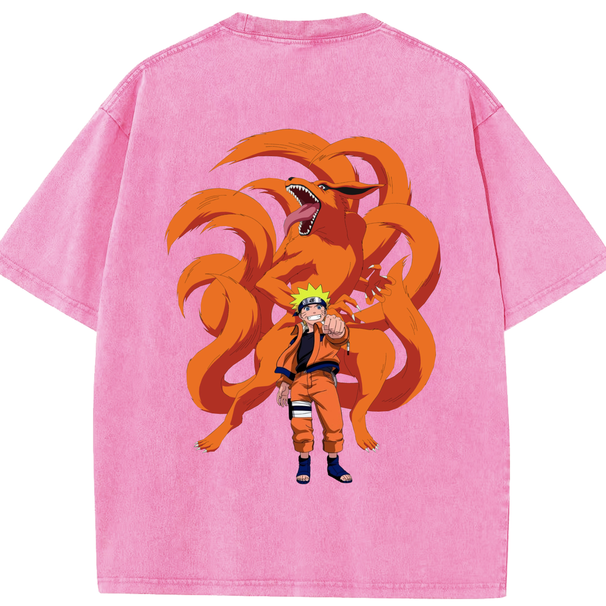 （画像用） NARUTO -ナルト- うずまき ナルト Uzumaki Naruto 綿100% ヴィンテージ風 半袖Tシャツ（背面プリント）